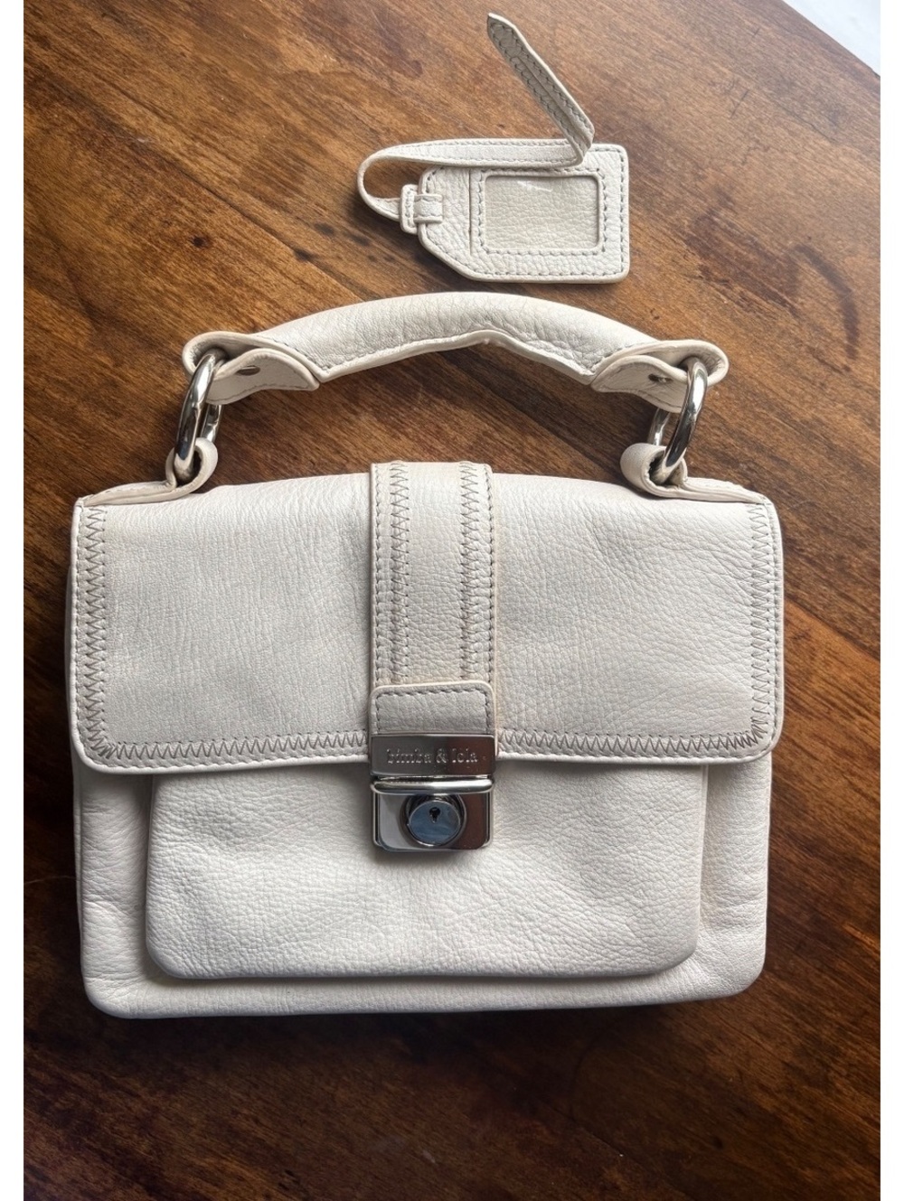 Y2K Bimba & Lola Cream White Leather Handbag with Silver Hardware
